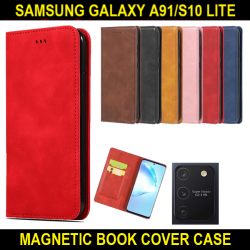 Magnetic Book Cover Case For Samsung Galaxy A91/S10 Lite Leather Wallet Slim Fit Look